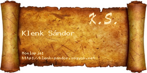 Klenk Sándor névjegykártya